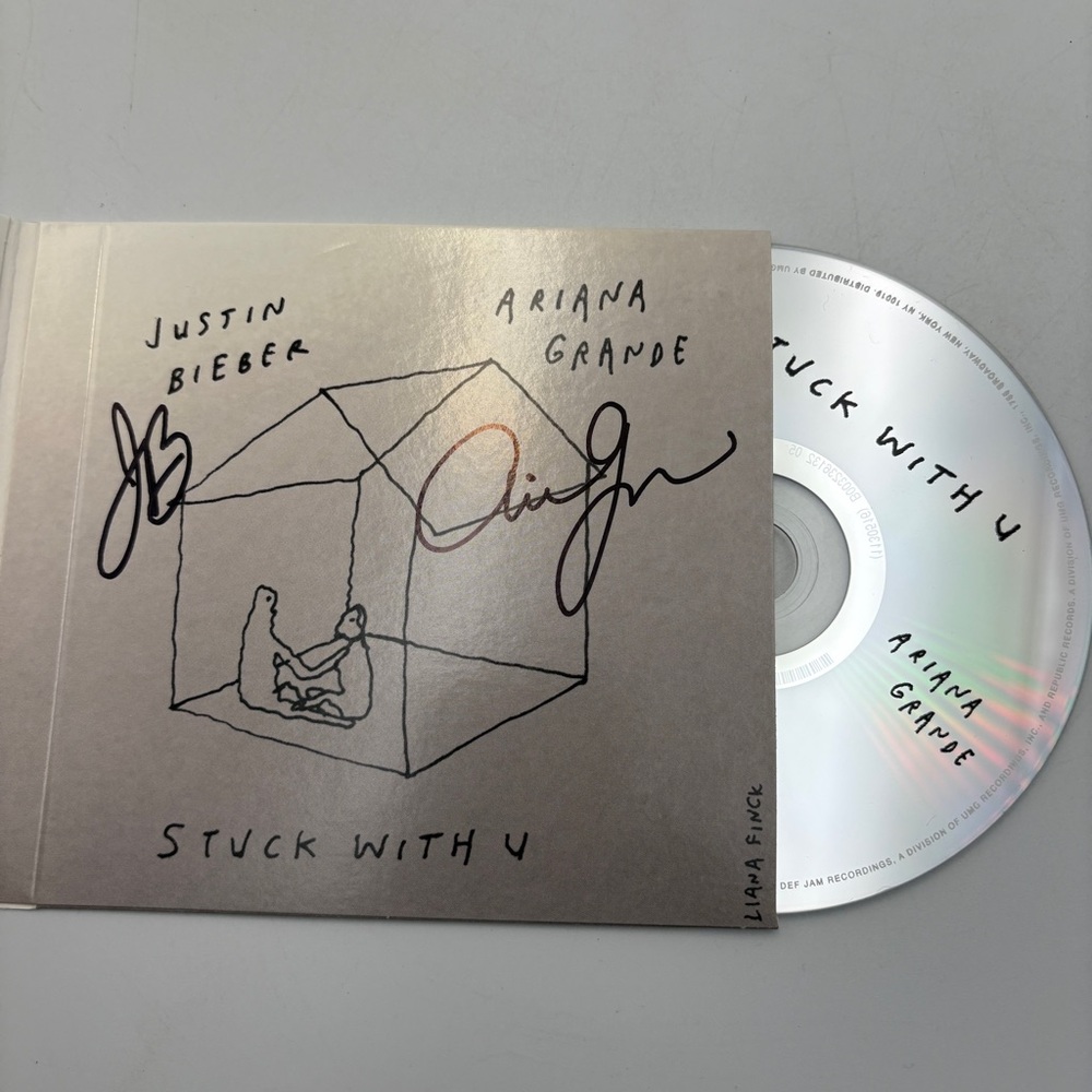 Stuck With U Signed CD by Ariana Grande and Justin Bieber - Autograph